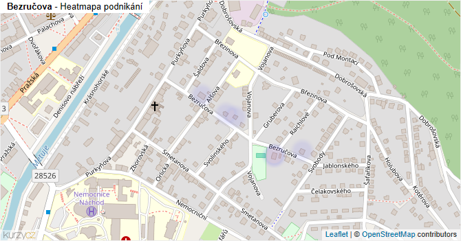 Bezručova - mapa podnikání