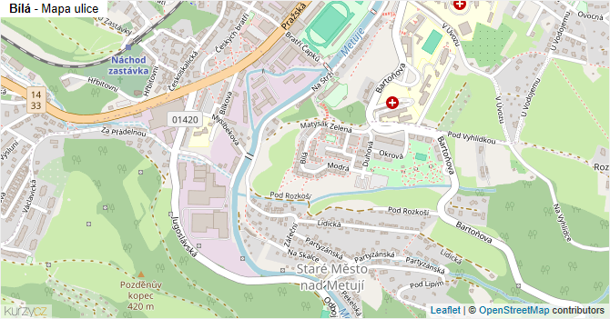 Bílá - mapa ulice
