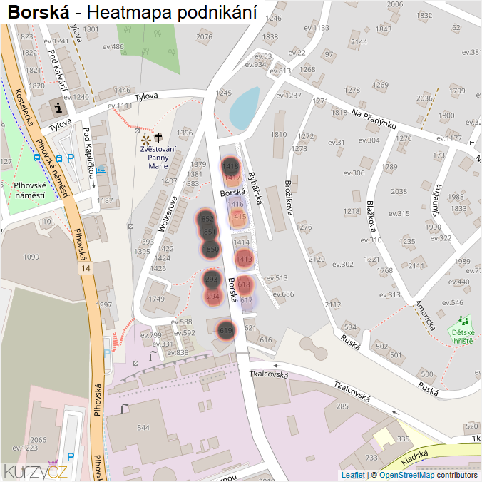 Mapa Borská - Firmy v ulici.