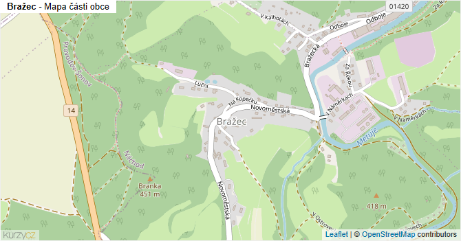 Bražec - mapa části obce