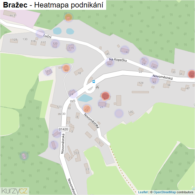 Mapa Bražec - Firmy v části obce.