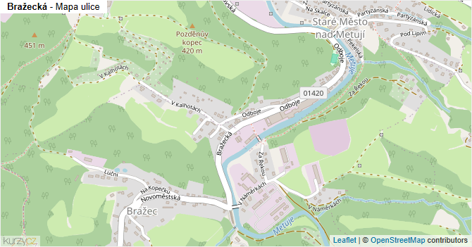 Bražecká - mapa ulice