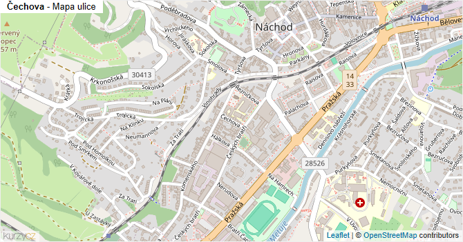 Čechova - mapa ulice
