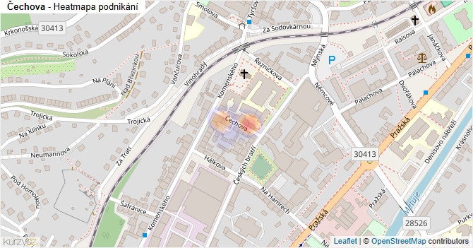 Čechova - mapa podnikání