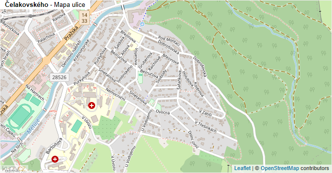 Čelakovského - mapa ulice