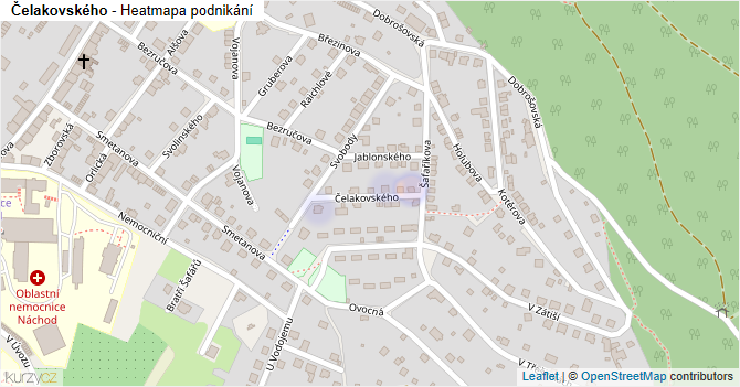 Čelakovského - mapa podnikání