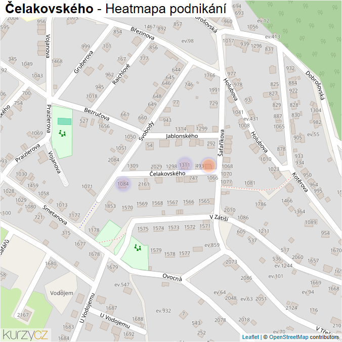 Mapa Čelakovského - Firmy v ulici.