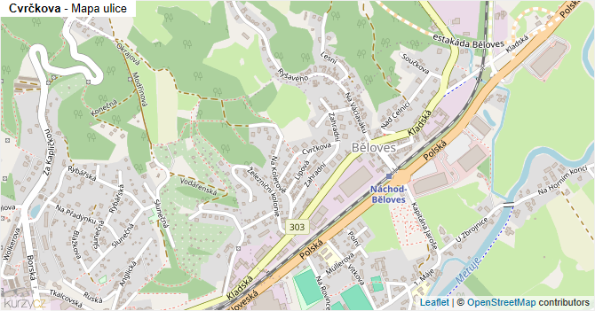 Cvrčkova - mapa ulice