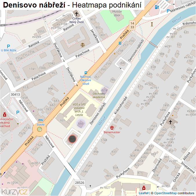 Mapa Denisovo nábřeží - Firmy v ulici.