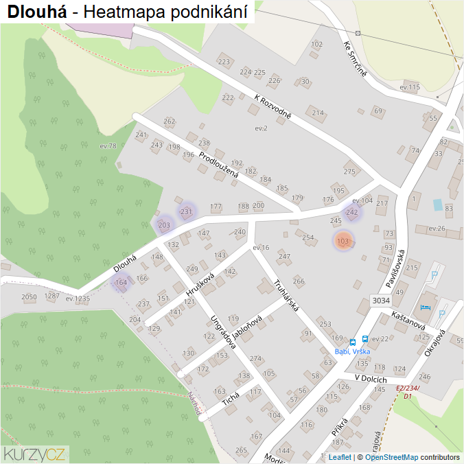 Mapa Dlouhá - Firmy v ulici.