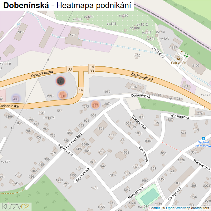 Mapa Dobenínská - Firmy v ulici.