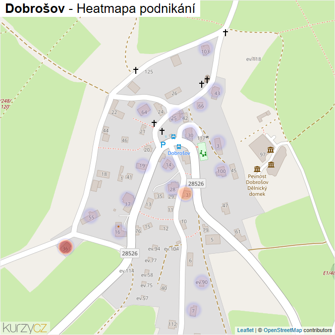 Mapa Dobrošov - Firmy v části obce.
