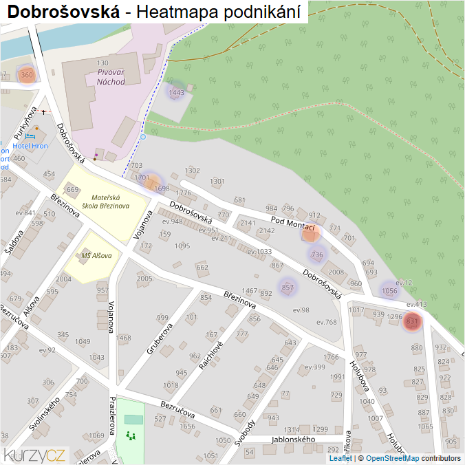 Mapa Dobrošovská - Firmy v ulici.