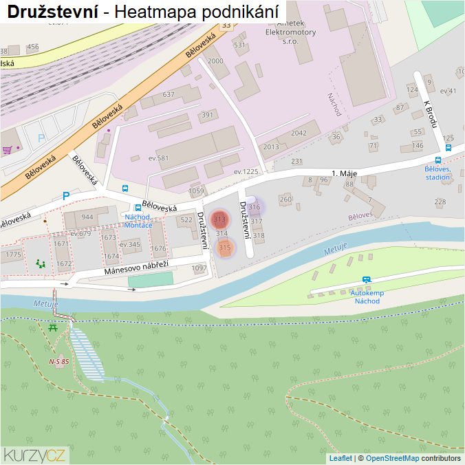 Mapa Družstevní - Firmy v ulici.