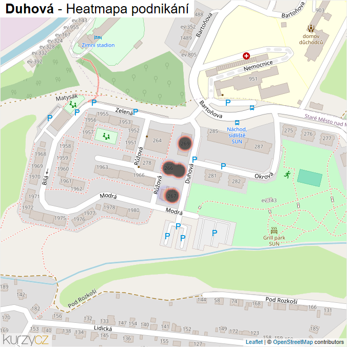 Mapa Duhová - Firmy v ulici.