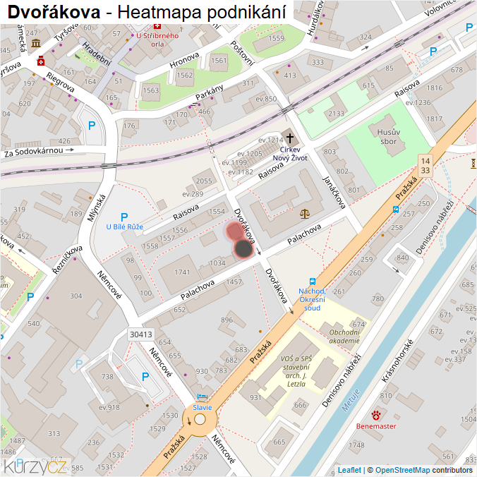 Mapa Dvořákova - Firmy v ulici.