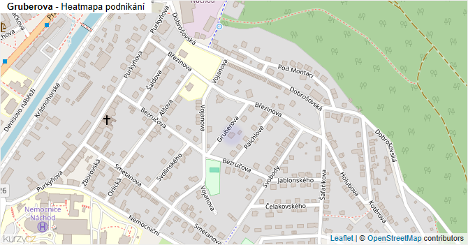 Gruberova - mapa podnikání