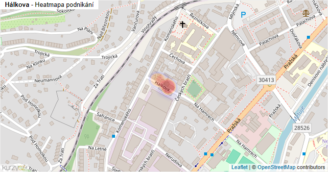Hálkova - mapa podnikání