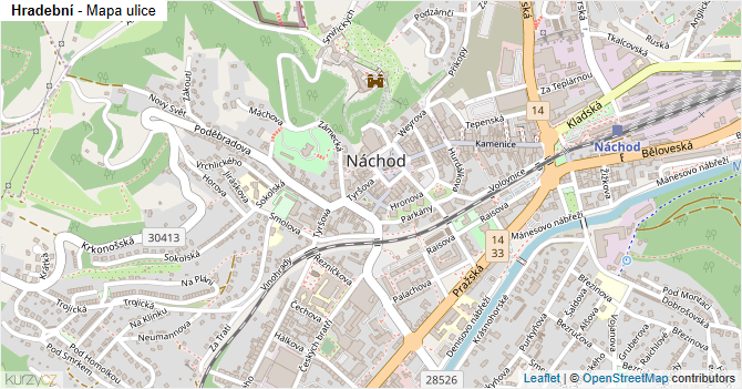 Hradební - mapa ulice
