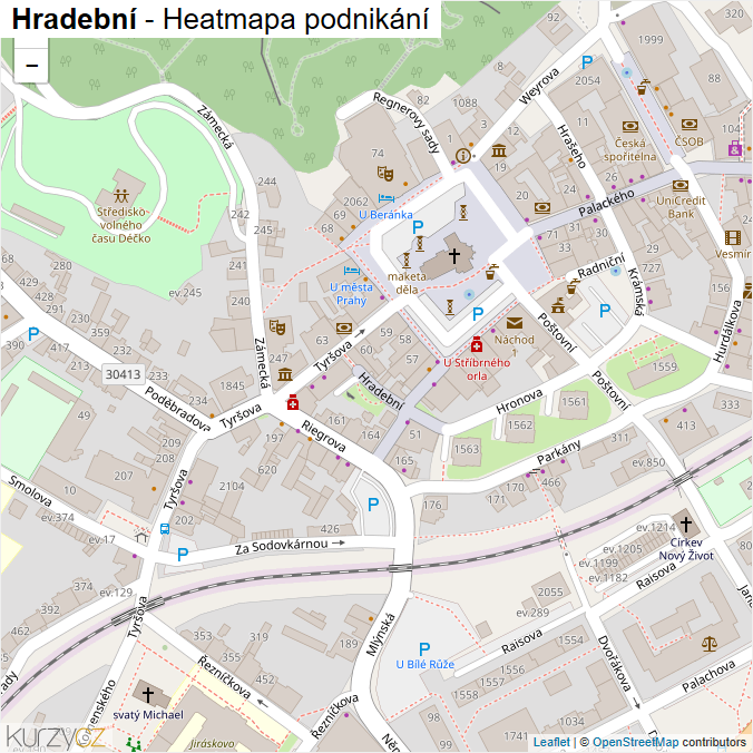 Mapa Hradební - Firmy v ulici.