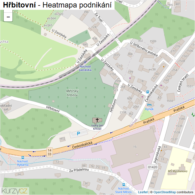 Mapa Hřbitovní - Firmy v ulici.