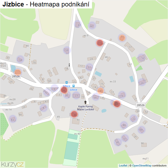 Mapa Jizbice - Firmy v části obce.