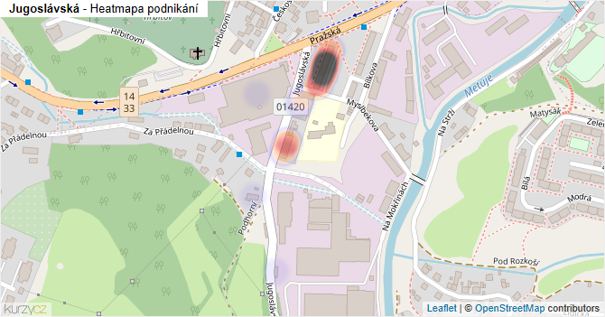 Jugoslávská - mapa podnikání