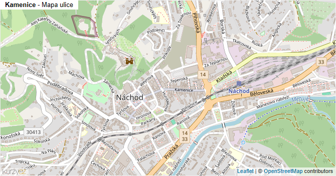 Kamenice - mapa ulice