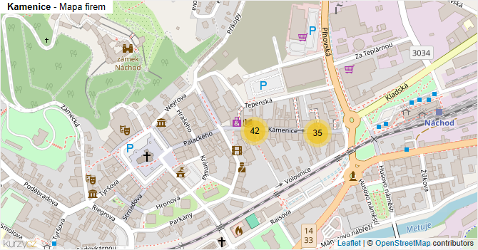 Kamenice - mapa firem