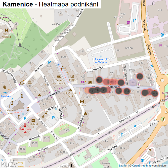 Mapa Kamenice - Firmy v ulici.