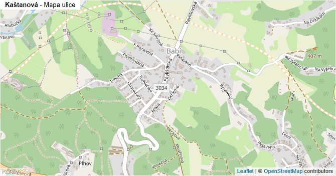 Kaštanová - mapa ulice