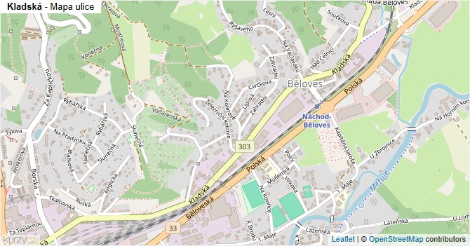 Kladská - mapa ulice