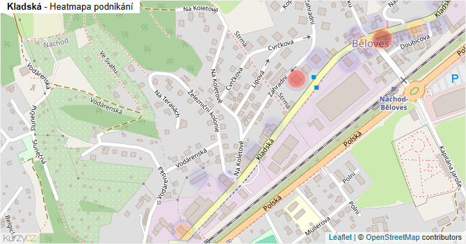 Kladská - mapa podnikání