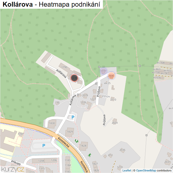 Mapa Kollárova - Firmy v ulici.