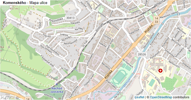Komenského - mapa ulice