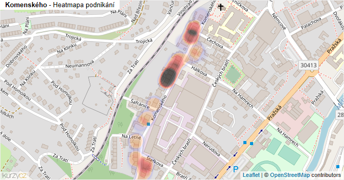 Komenského - mapa podnikání