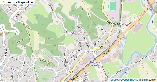 Kopečná - mapa ulice