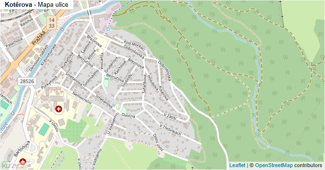 Kotěrova - mapa ulice