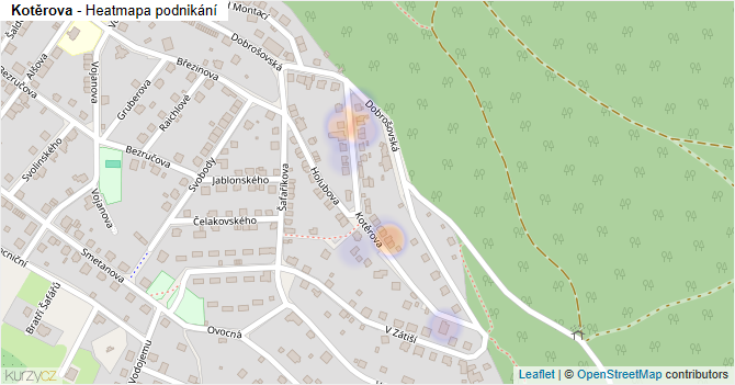 Kotěrova - mapa podnikání
