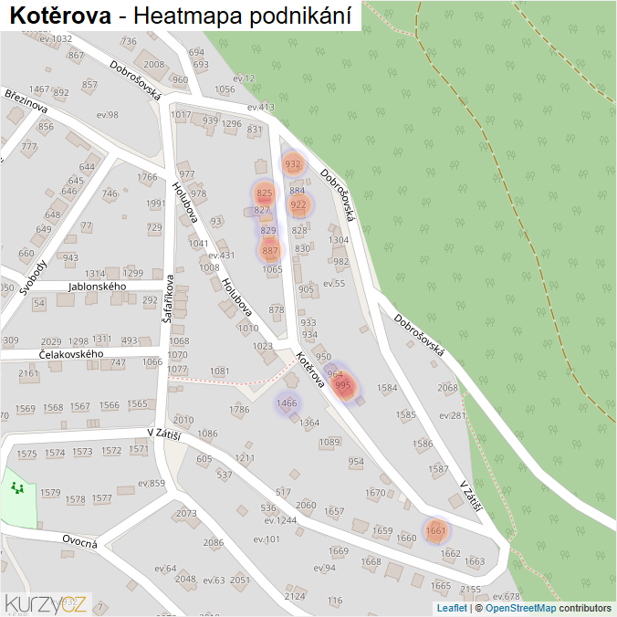 Mapa Kotěrova - Firmy v ulici.