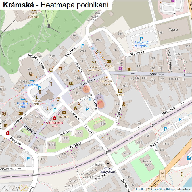Mapa Krámská - Firmy v ulici.