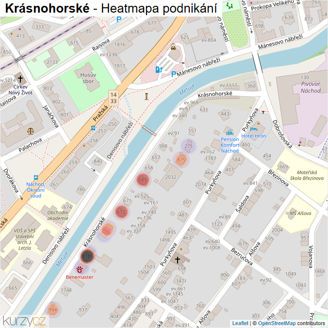 Mapa Krásnohorské - Firmy v ulici.