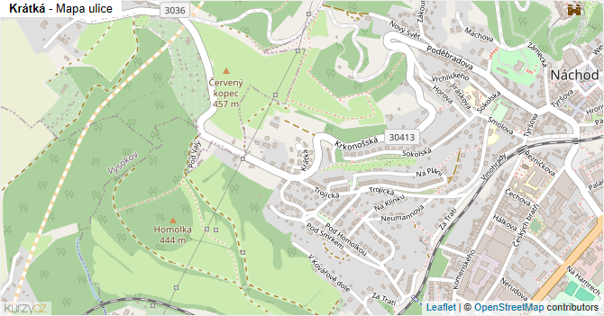 Krátká - mapa ulice