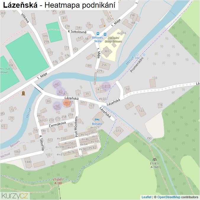 Mapa Lázeňská - Firmy v ulici.