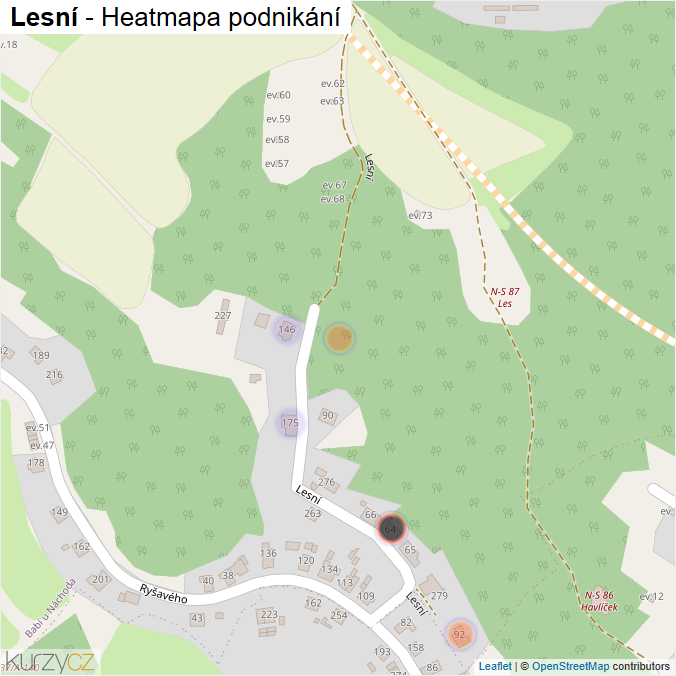 Mapa Lesní - Firmy v ulici.