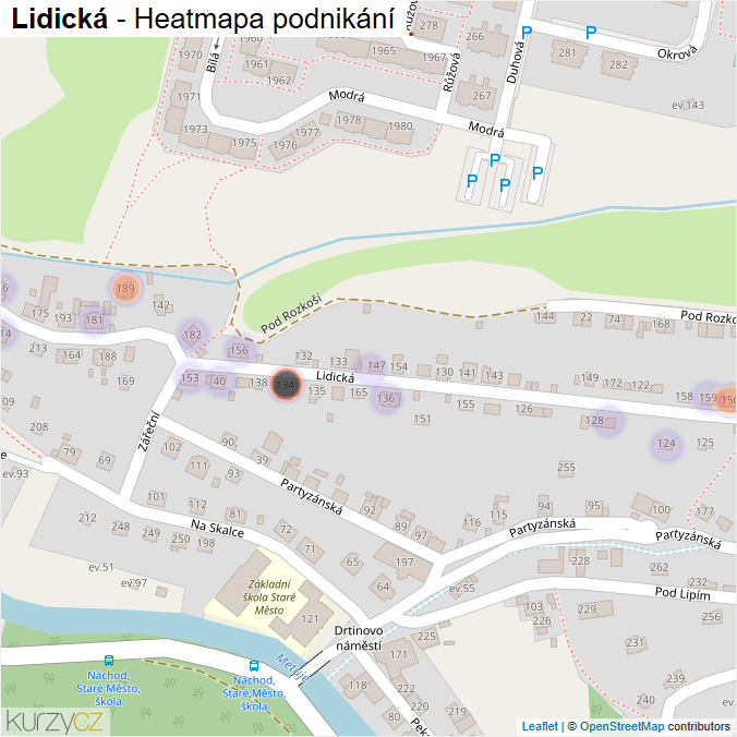 Mapa Lidická - Firmy v ulici.