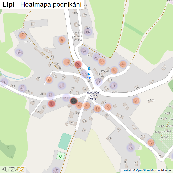 Mapa Lipí - Firmy v části obce.