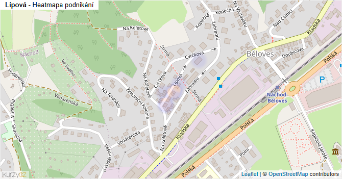 Lípová - mapa podnikání