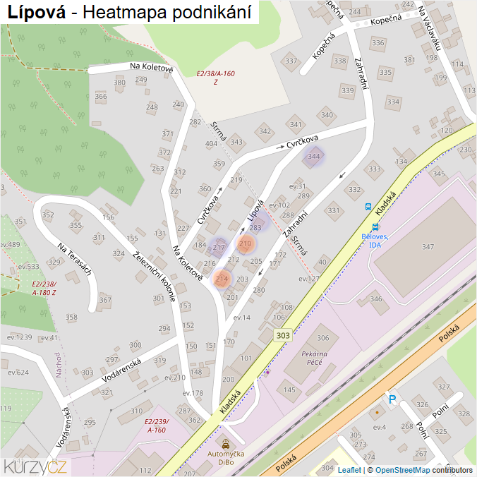 Mapa Lípová - Firmy v ulici.