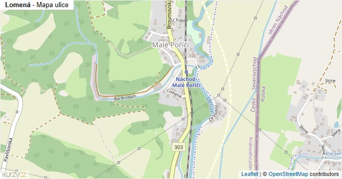 Lomená - mapa ulice